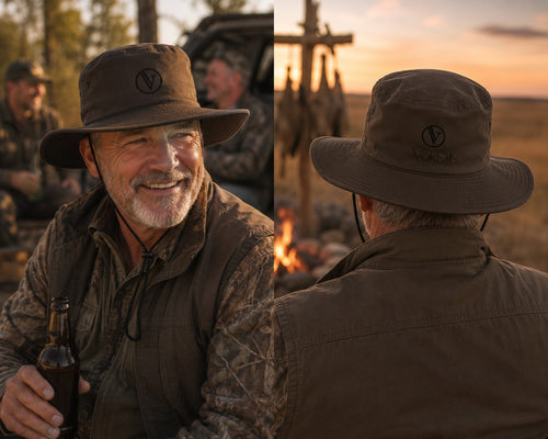 Brown Bush Hat Black Embroidery